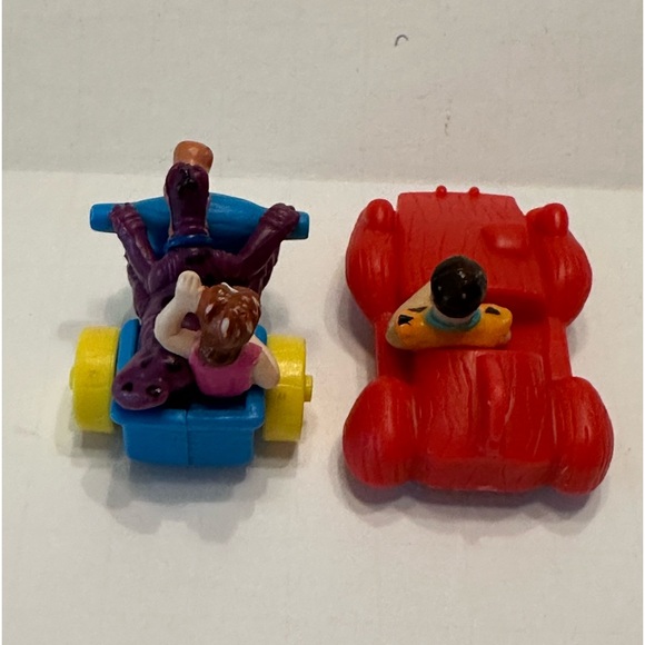 1990 VTG Hana Barbera Flintstones TV Cartoon Pebbles Dino and Fred Cars - Picture 3 of 5
